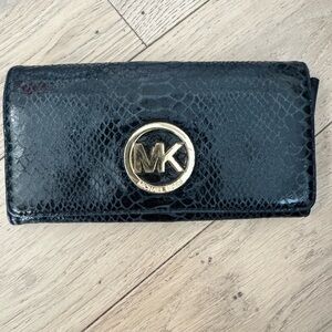 Michael Kors Black Snake-Embossed Wallet